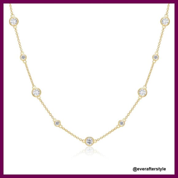 Sterling Silver Dainty Station Necklace Minimalist Layering Chain Adjustable
